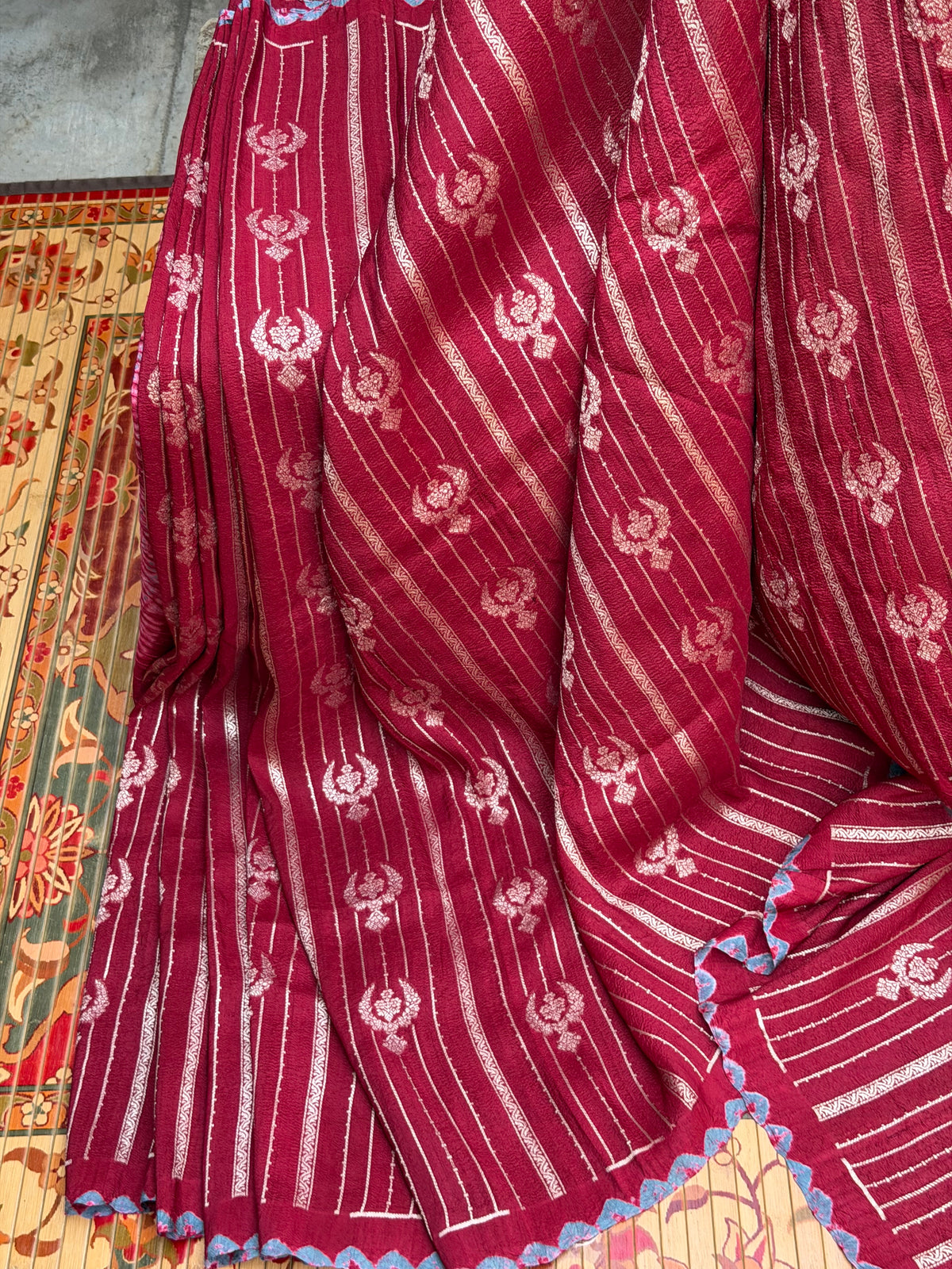 Pure silk Tussar Georgette Benaras Sarees