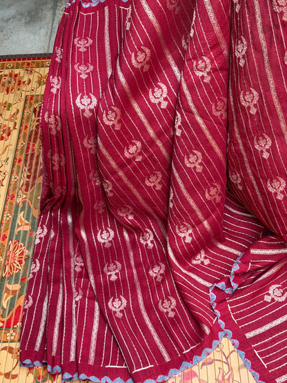 Pure silk Tussar Georgette Benaras Sarees