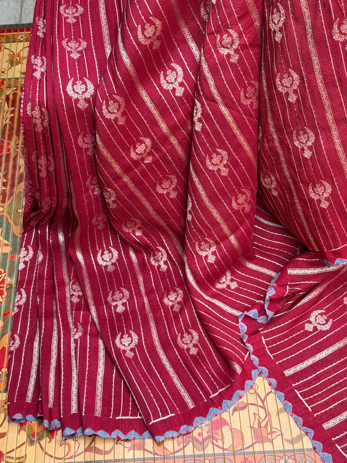 Pure silk Tussar Georgette Benaras Sarees