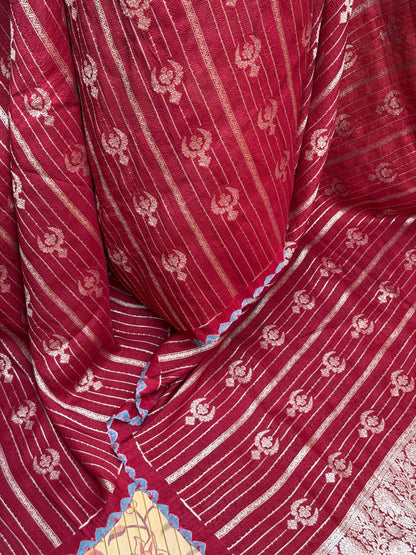 Pure silk Tussar Georgette Benaras Sarees