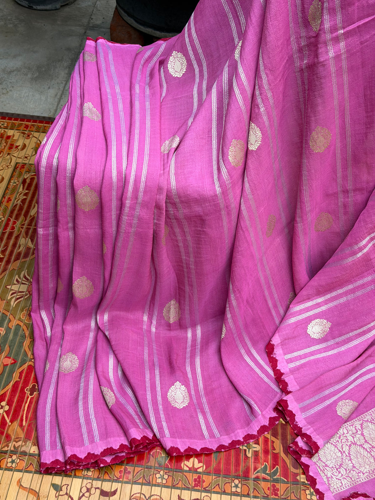 Pure silk Tussar Georgette Benaras Sarees