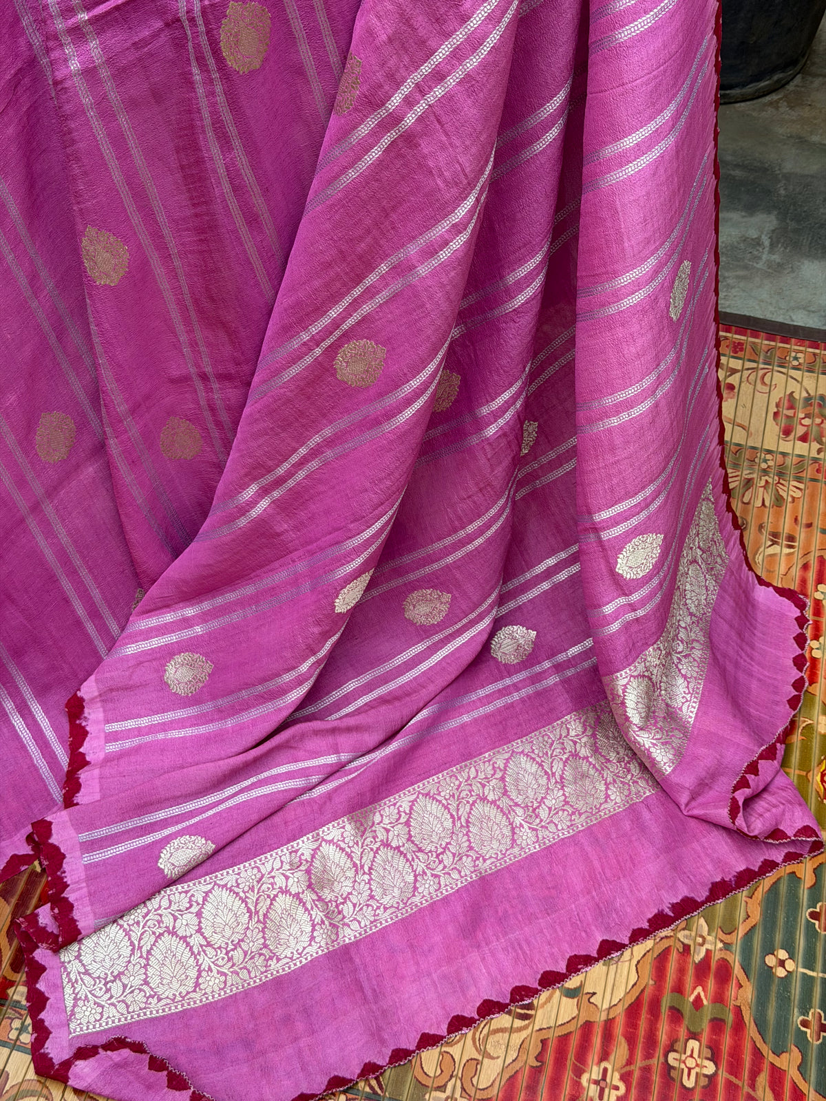 Pure silk Tussar Georgette Benaras Sarees