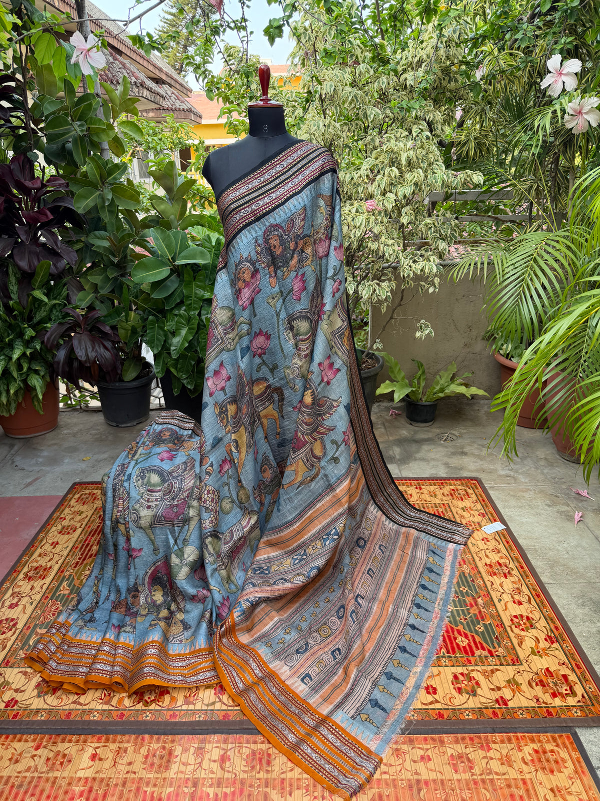 Vidarbha Tussar penkalamkari saree