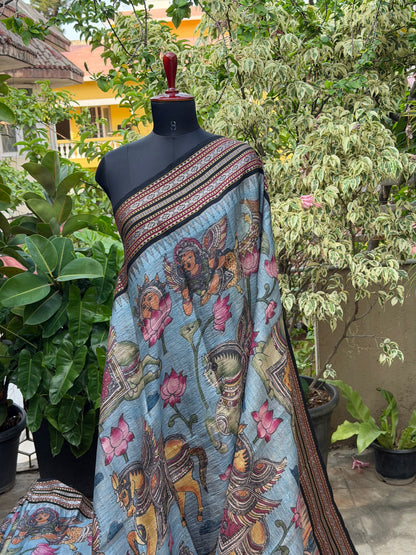 Vidarbha Tussar penkalamkari saree