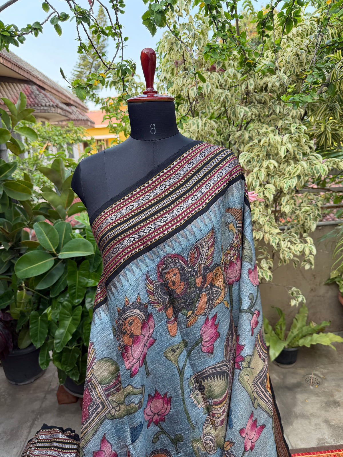 Vidarbha Tussar penkalamkari saree
