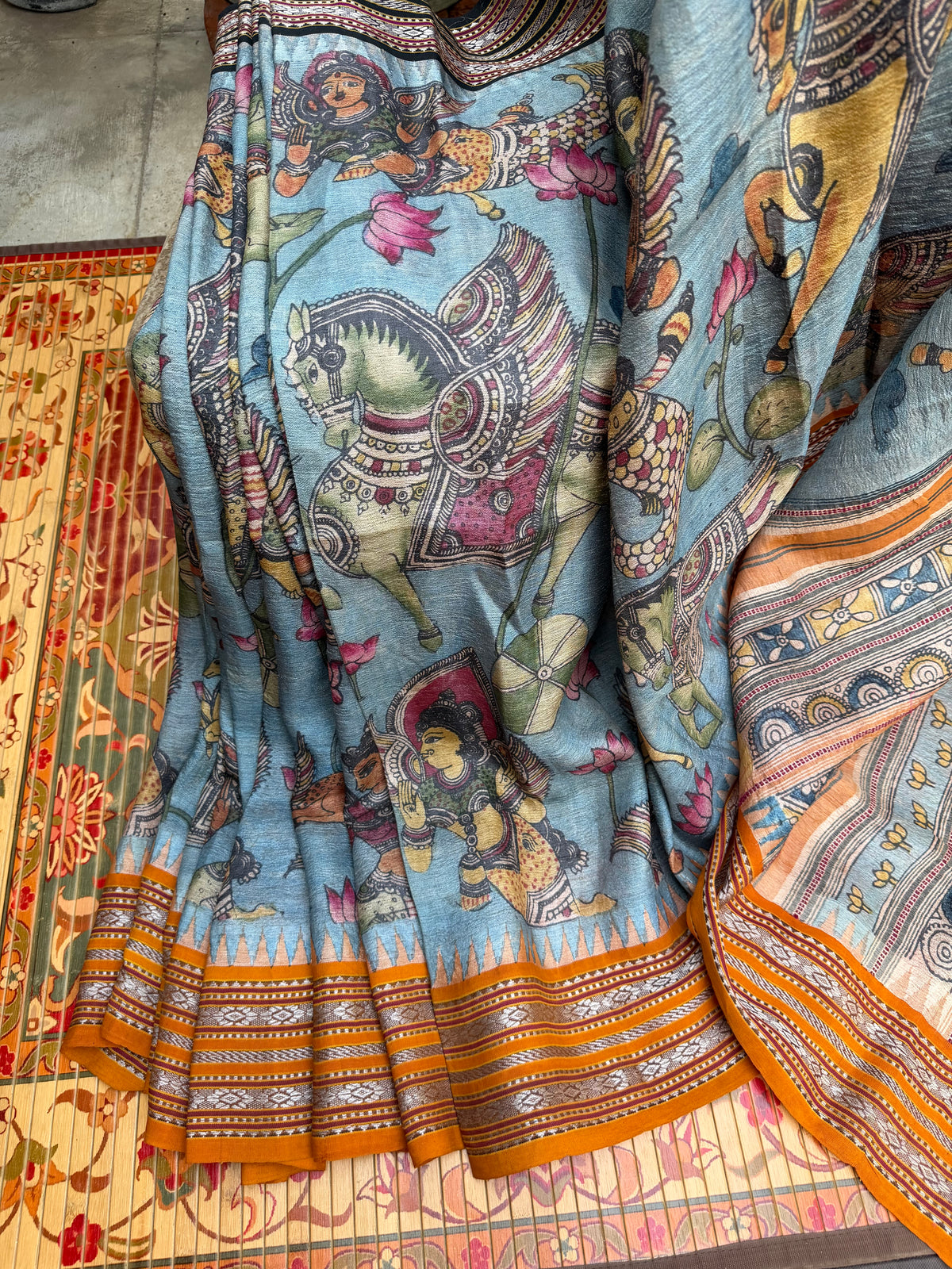 Vidarbha Tussar penkalamkari saree