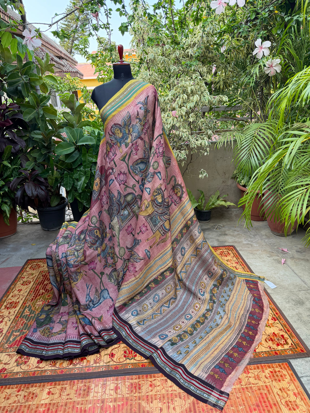 Vidarbha Tussar penkalamkari saree