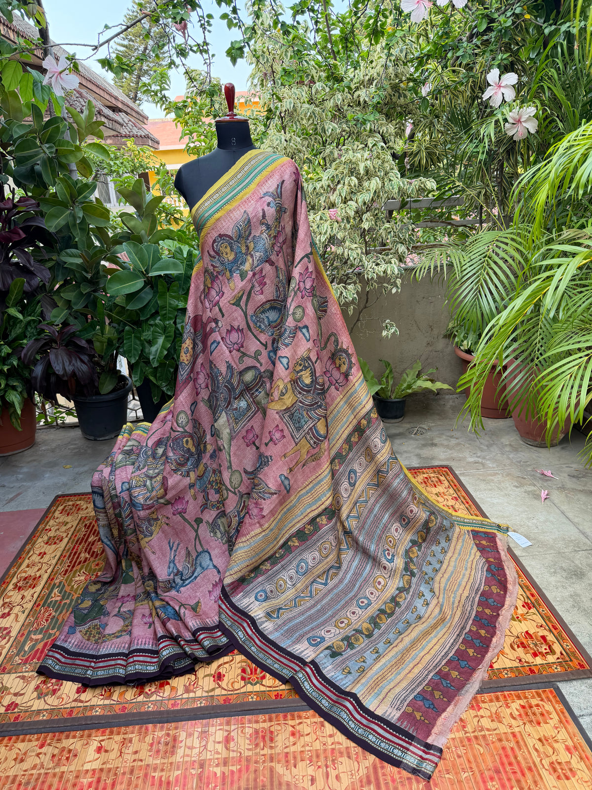 Vidarbha Tussar penkalamkari saree