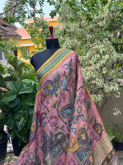 Vidarbha Tussar penkalamkari saree