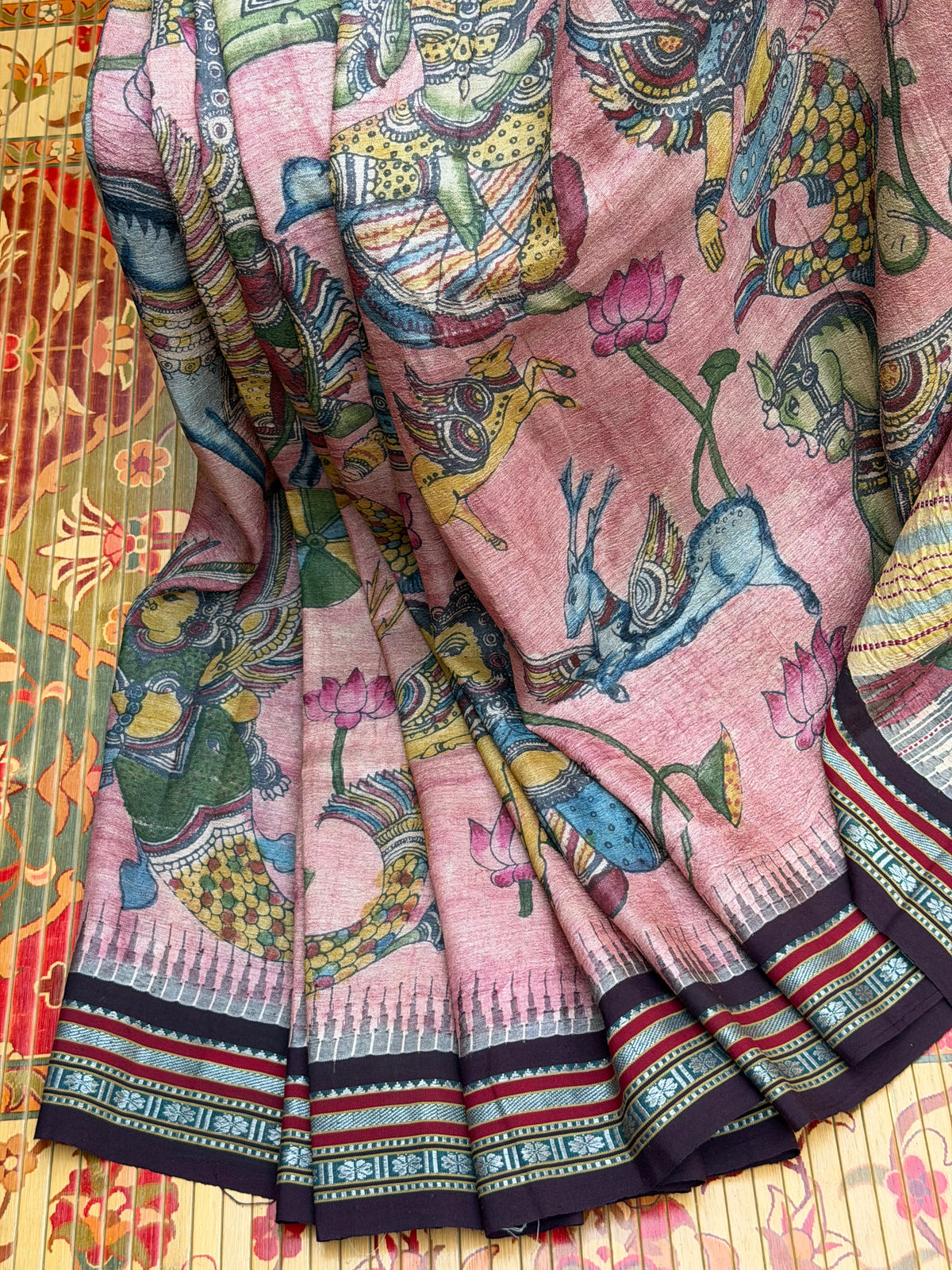 Vidarbha Tussar penkalamkari saree