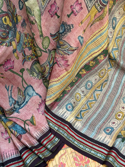 Vidarbha Tussar penkalamkari saree
