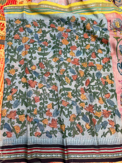 Vidarbha Tussar penkalamkari saree