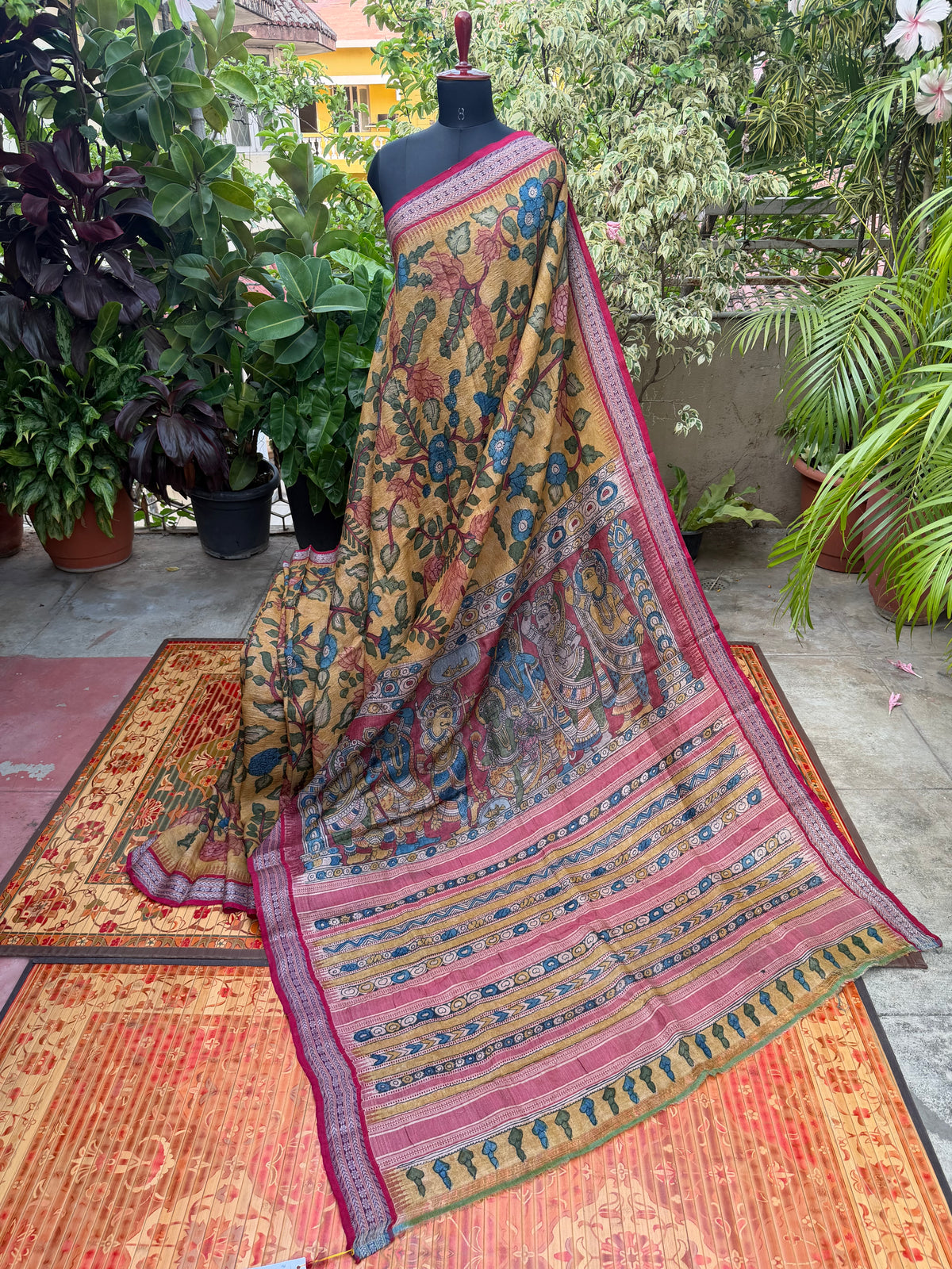 Vidarbha Tussar penkalamkari saree