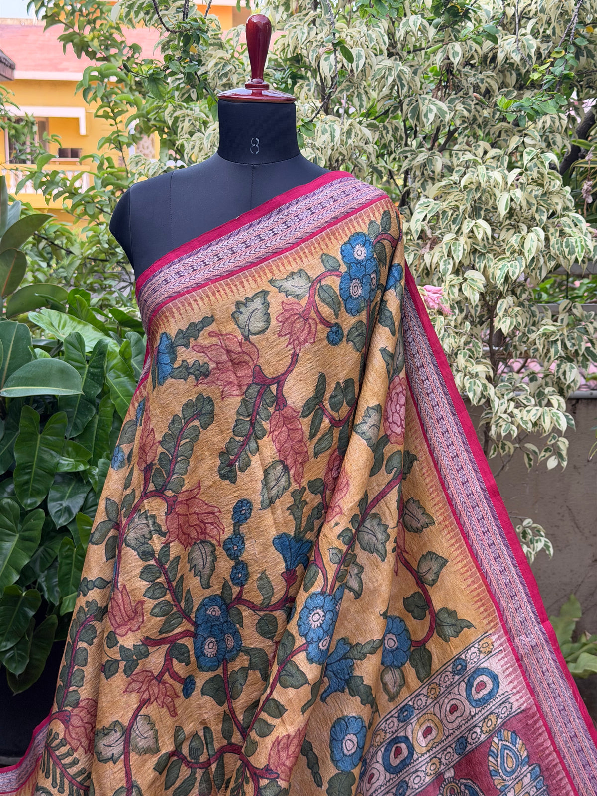 Vidarbha Tussar penkalamkari saree