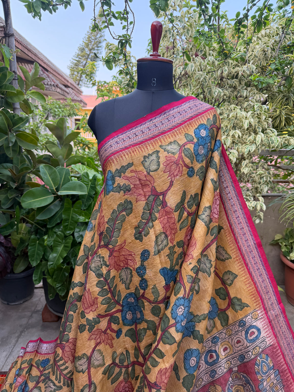 Vidarbha Tussar penkalamkari saree