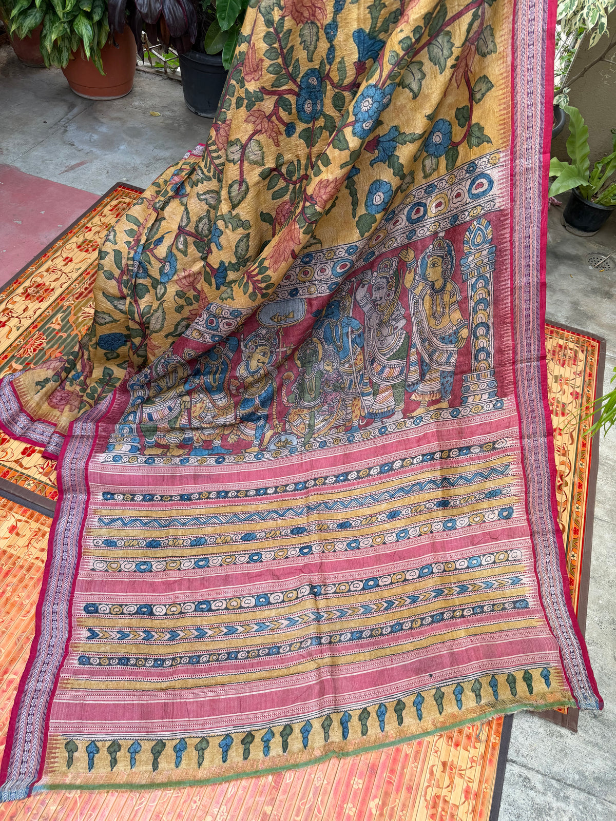Vidarbha Tussar penkalamkari saree