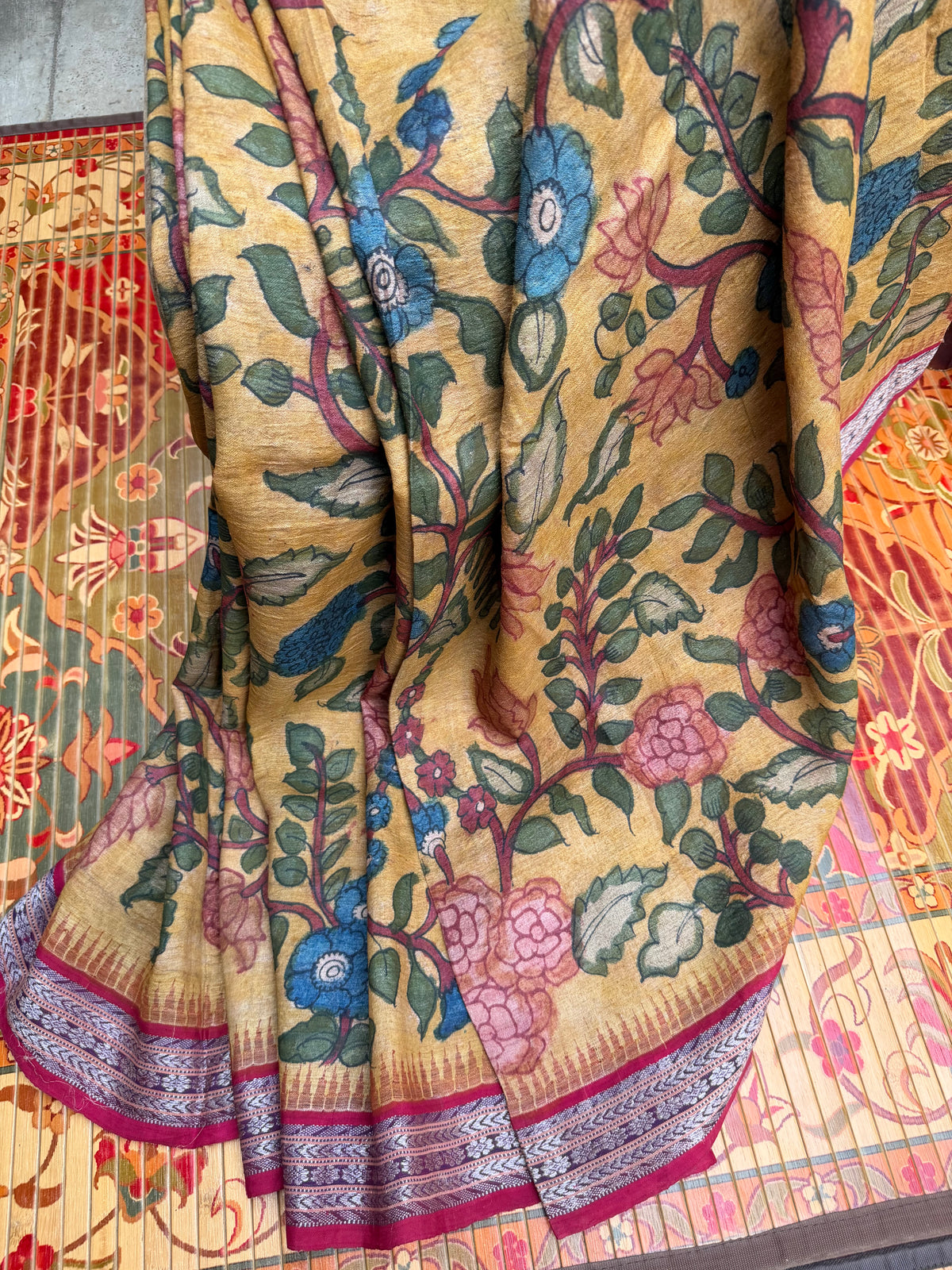 Vidarbha Tussar penkalamkari saree