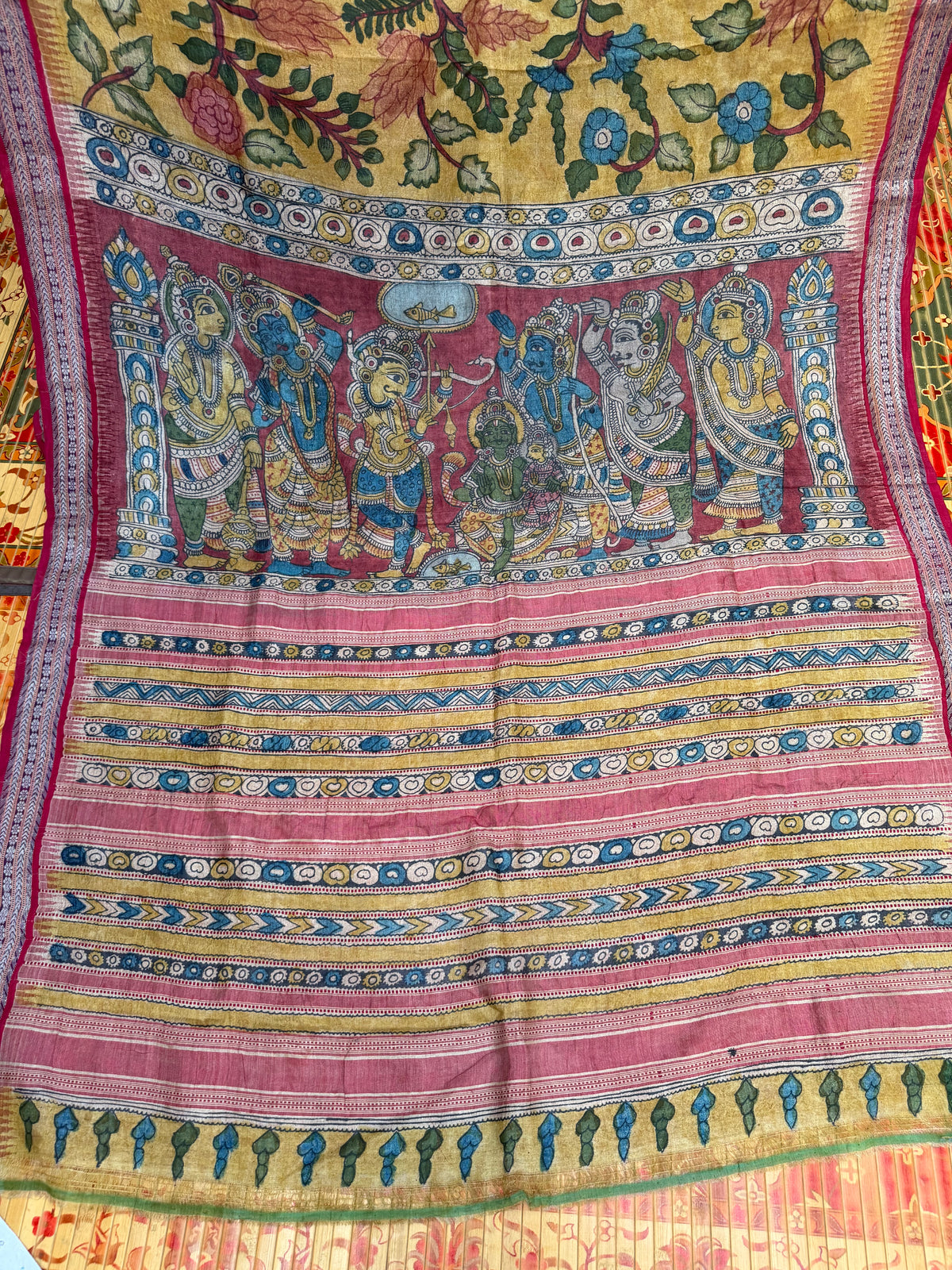 Vidarbha Tussar penkalamkari saree