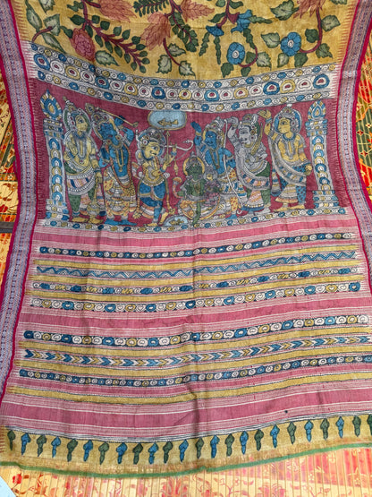 Vidarbha Tussar penkalamkari saree