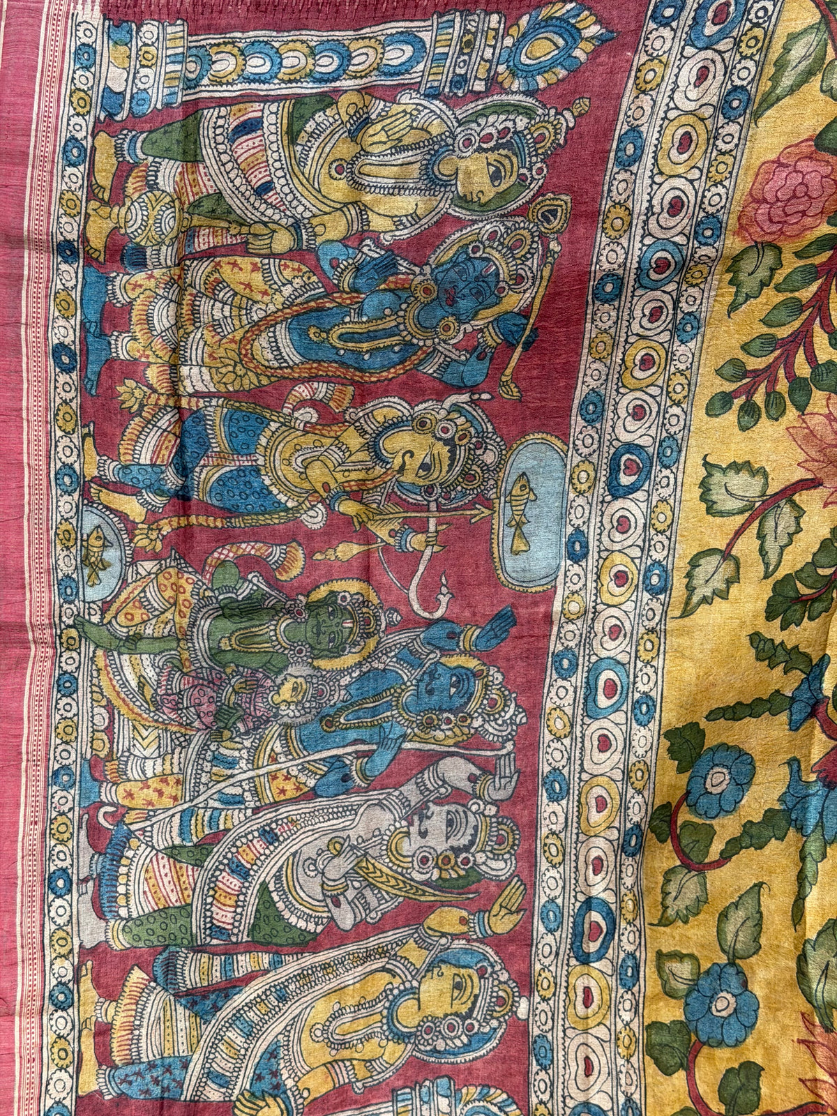Vidarbha Tussar penkalamkari saree
