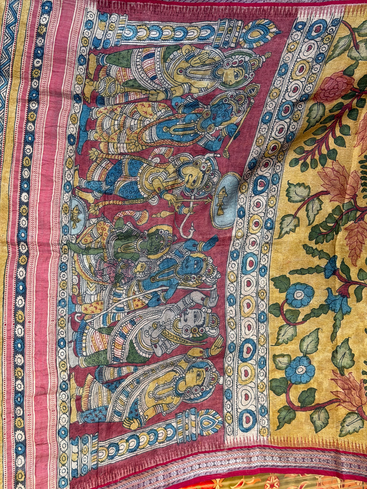 Vidarbha Tussar penkalamkari saree