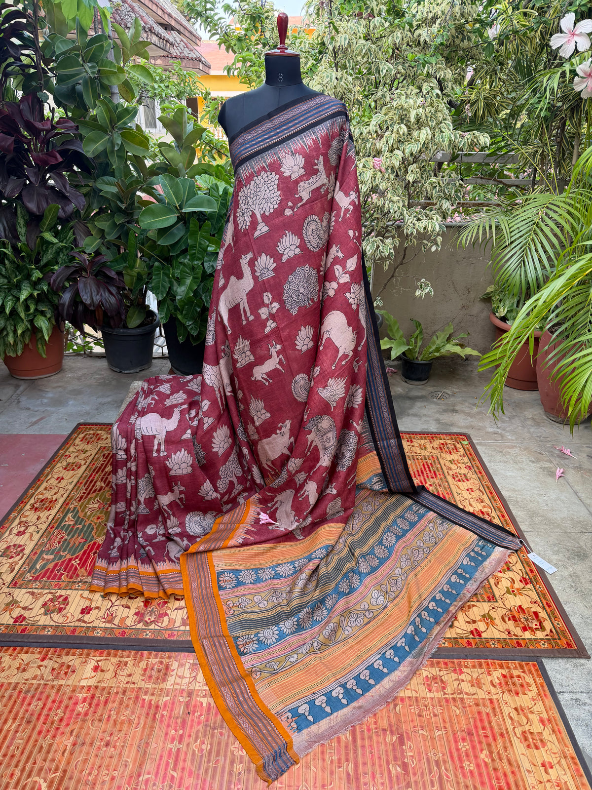 Vidarbha Tussar penkalamkari saree