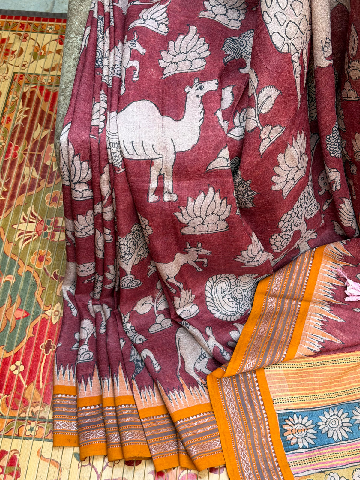 Vidarbha Tussar penkalamkari saree