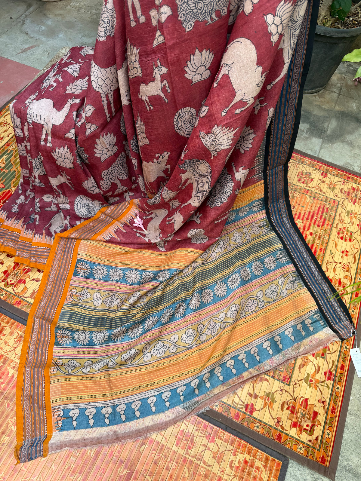 Vidarbha Tussar penkalamkari saree