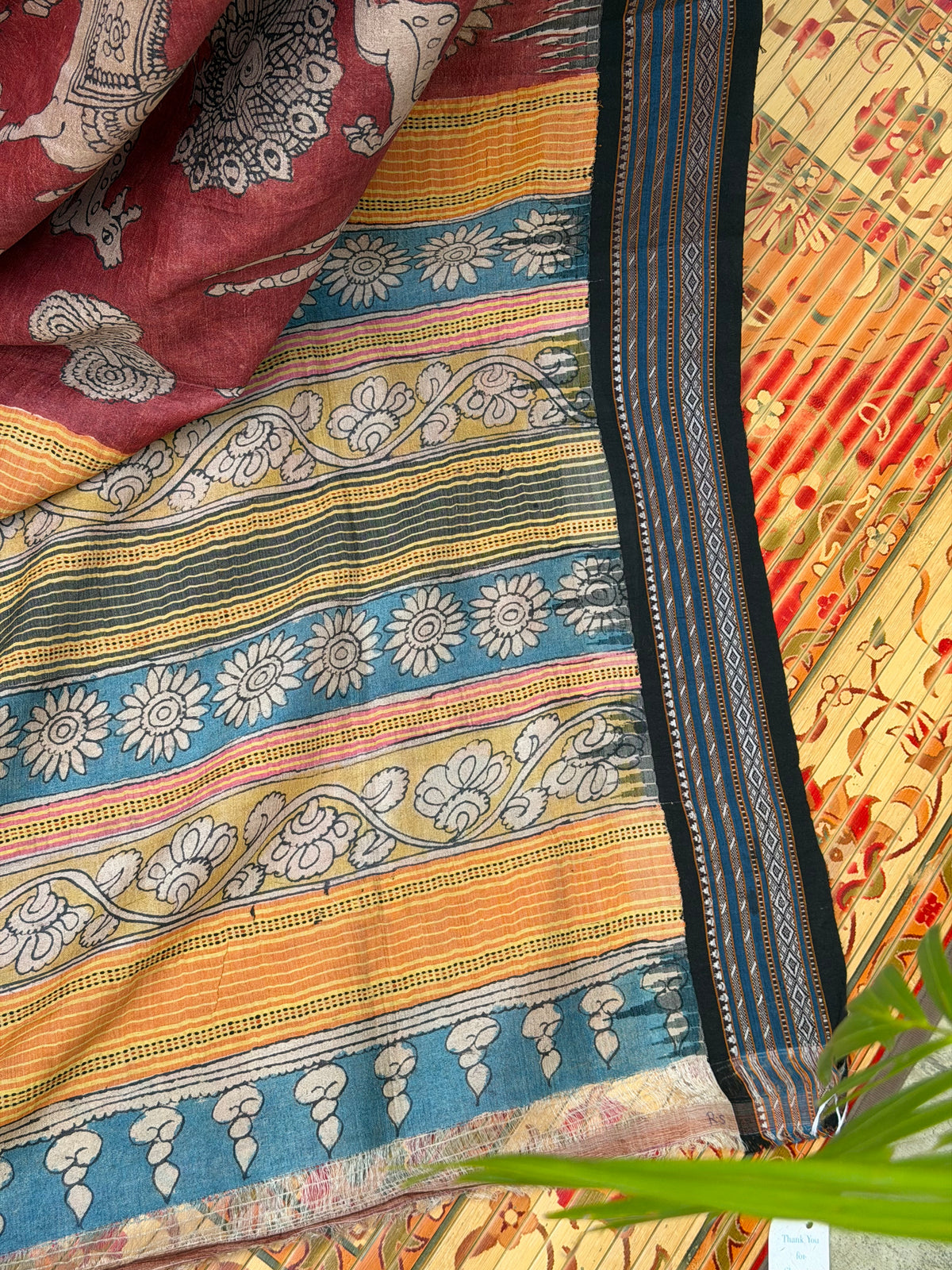 Vidarbha Tussar penkalamkari saree
