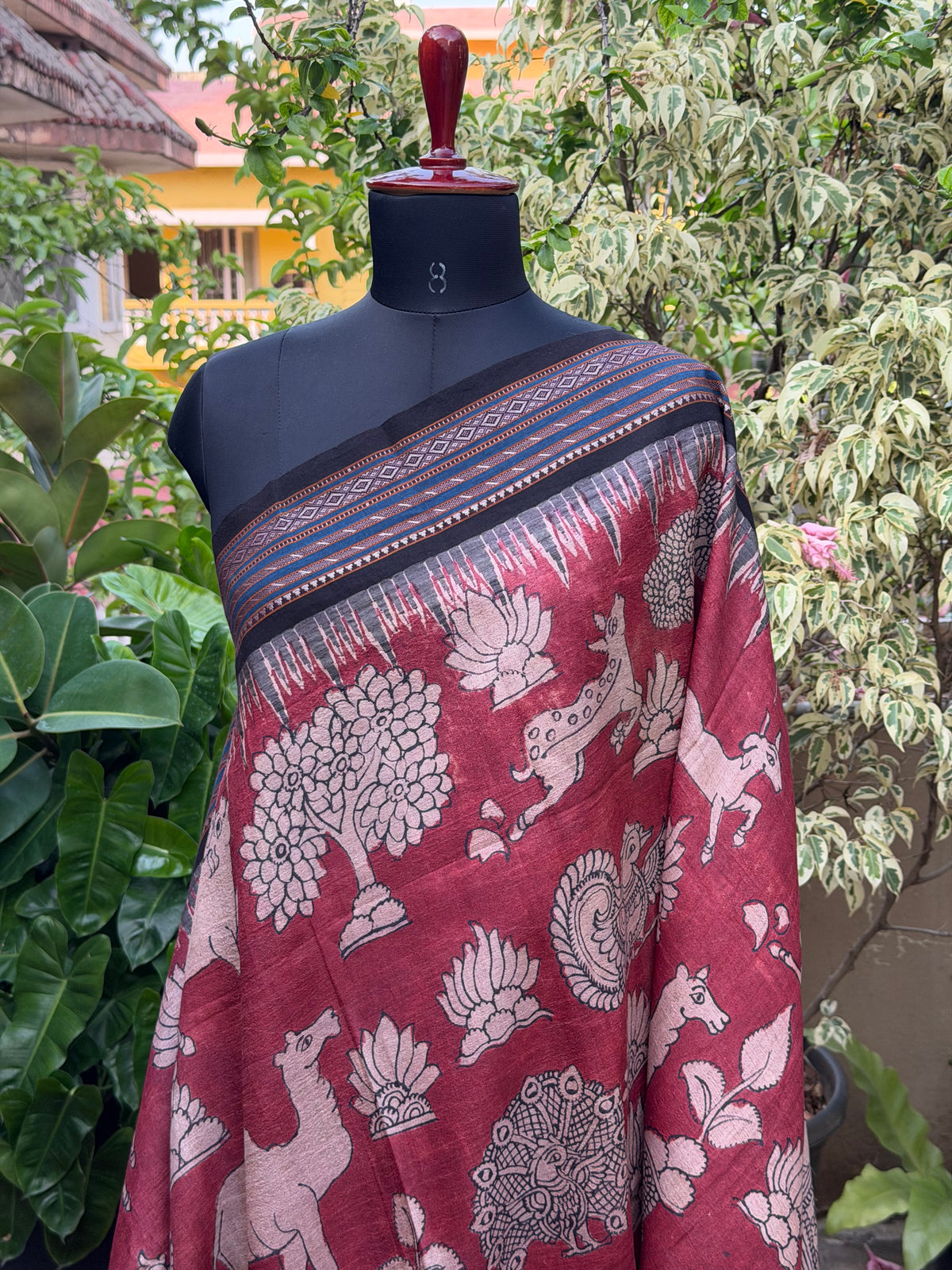Vidarbha Tussar penkalamkari saree