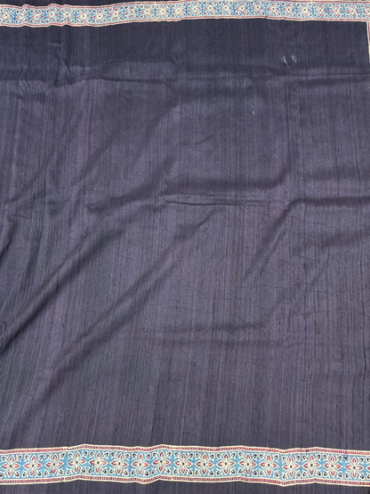 Handblock printed Ajrakh on raw silk sarees