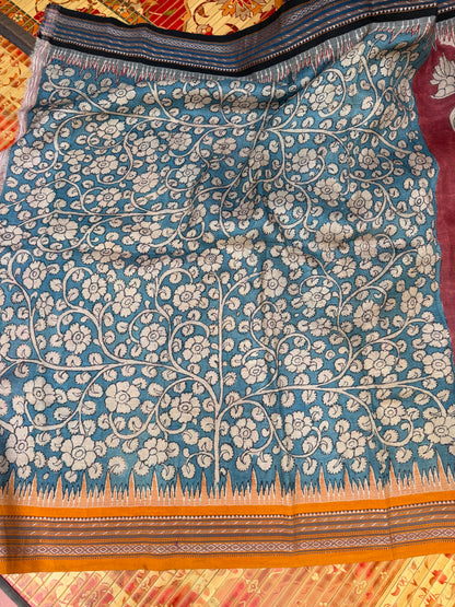 Vidarbha Tussar penkalamkari saree