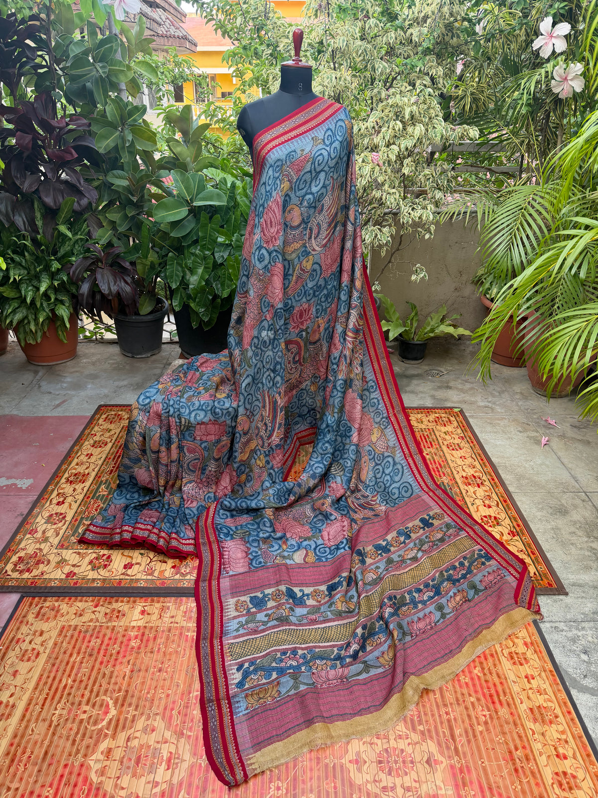 Vidarbha Tussar penkalamkari saree