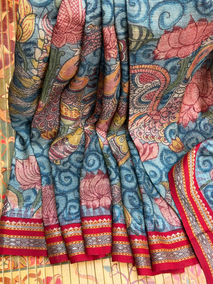 Vidarbha Tussar penkalamkari saree