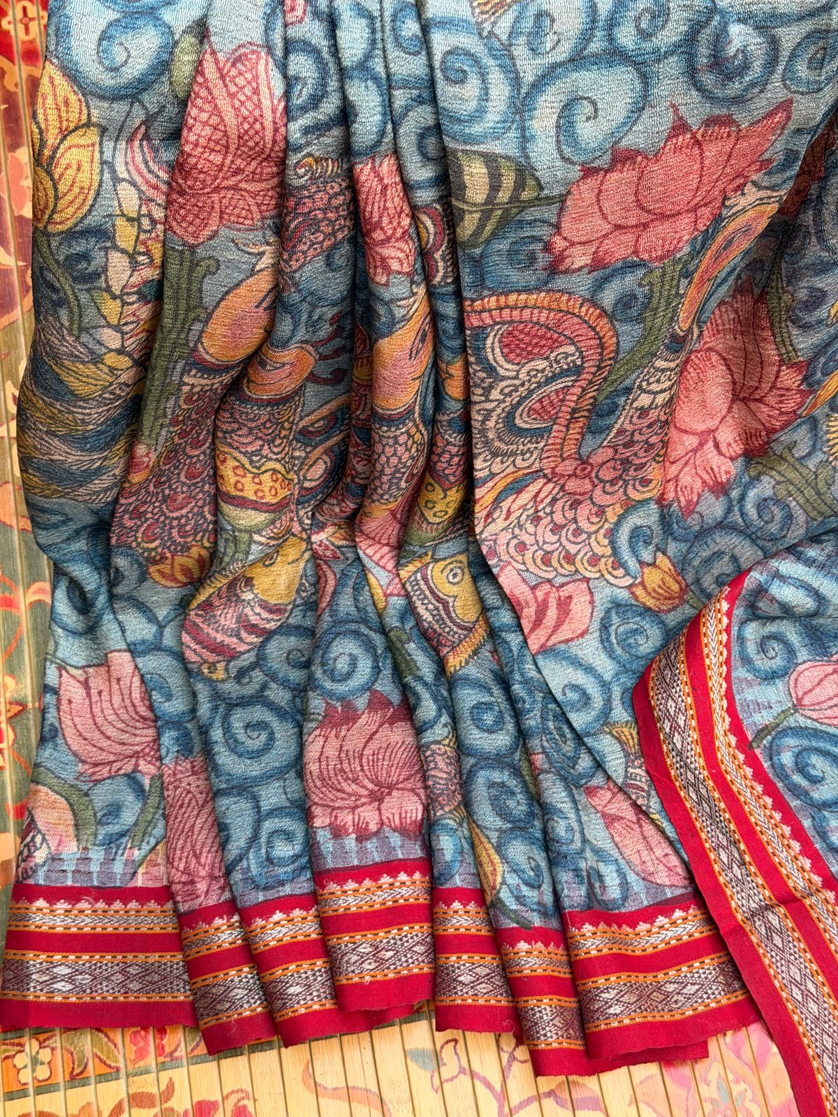Vidarbha Tussar penkalamkari saree