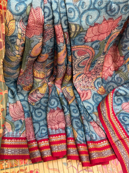 Vidarbha Tussar penkalamkari saree