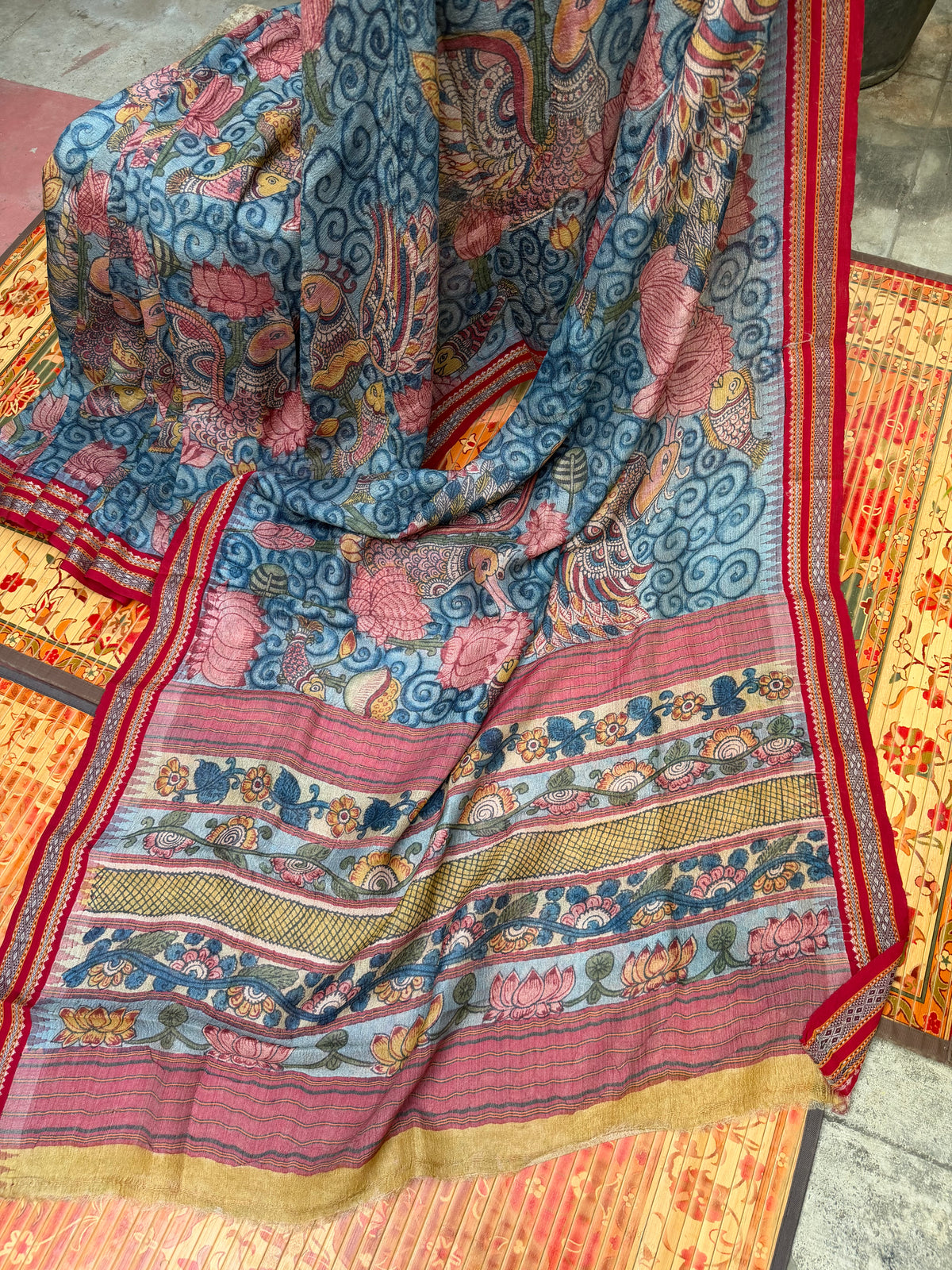 Vidarbha Tussar penkalamkari saree