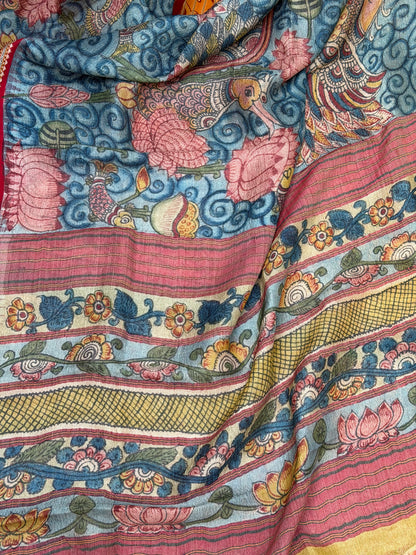Vidarbha Tussar penkalamkari saree