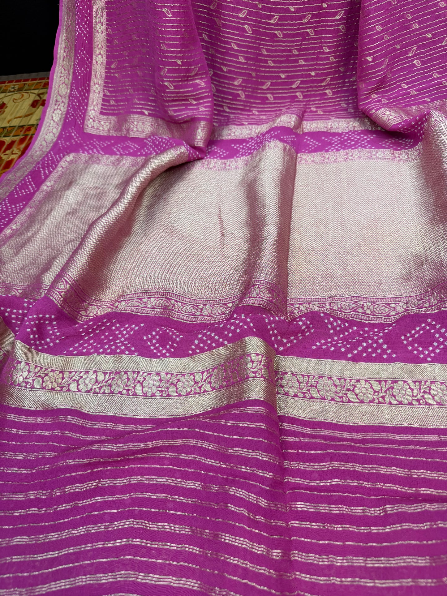 pure silk benaras gerogette saree