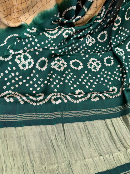 Modal silk bandini with penkalamkari saree