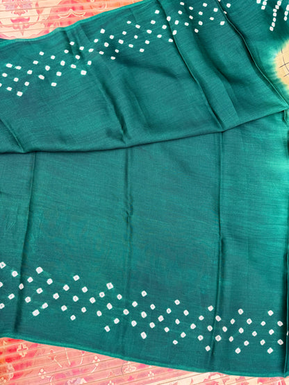 Modal silk bandini with penkalamkari saree