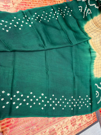 Modal silk bandini with penkalamkari saree