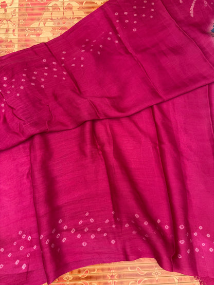 Modal silk bandini with penkalamkari saree