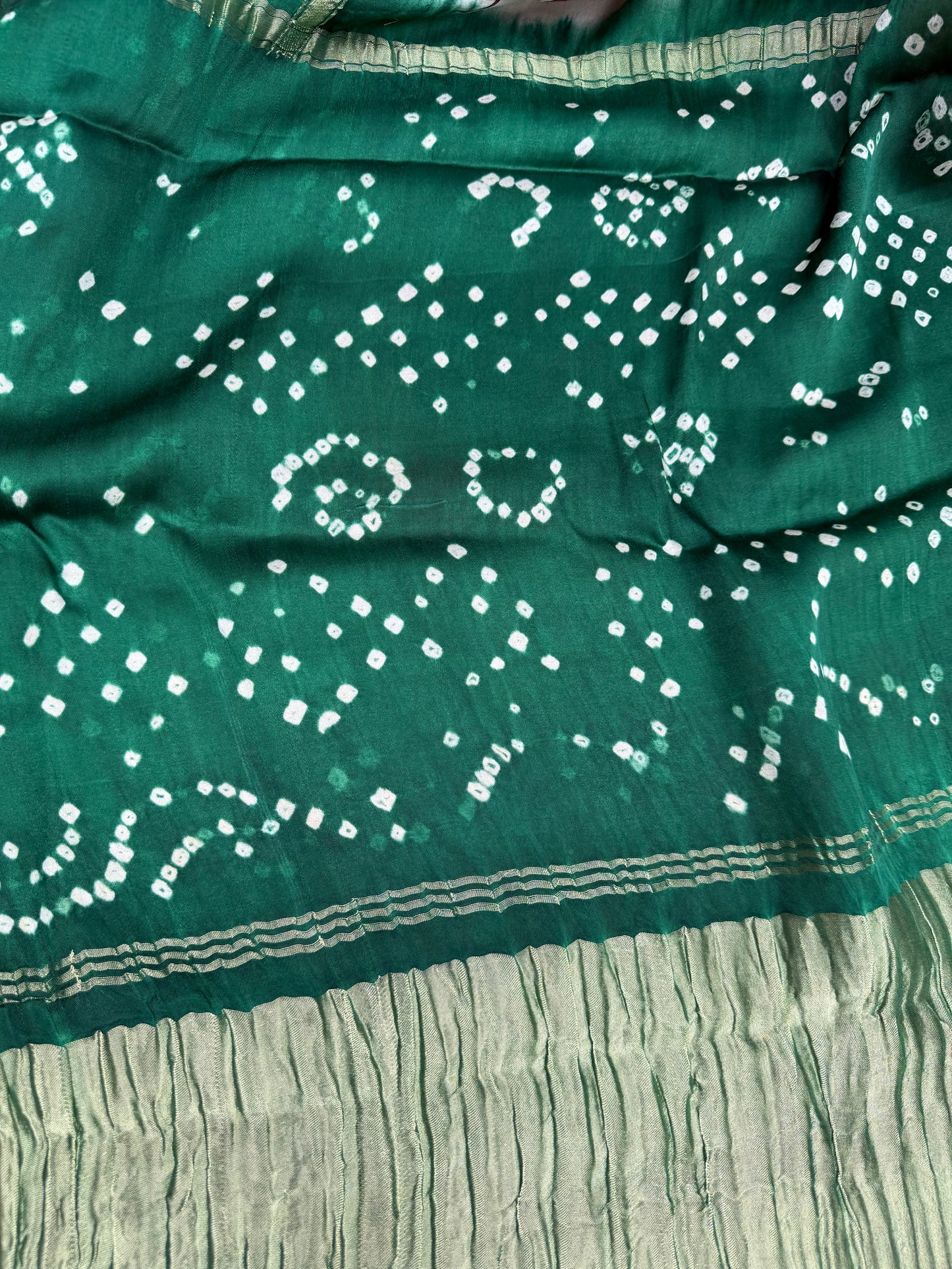 Modal silk bandini with penkalamkari saree