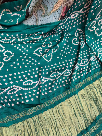 Modal silk bandini with penkalamkari saree