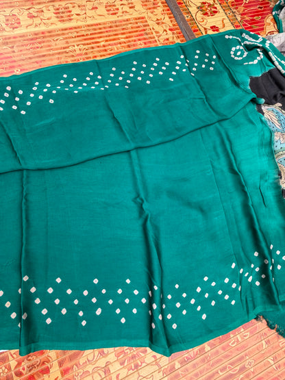 Modal silk bandini with penkalamkari saree