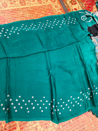Modal silk bandini with penkalamkari saree