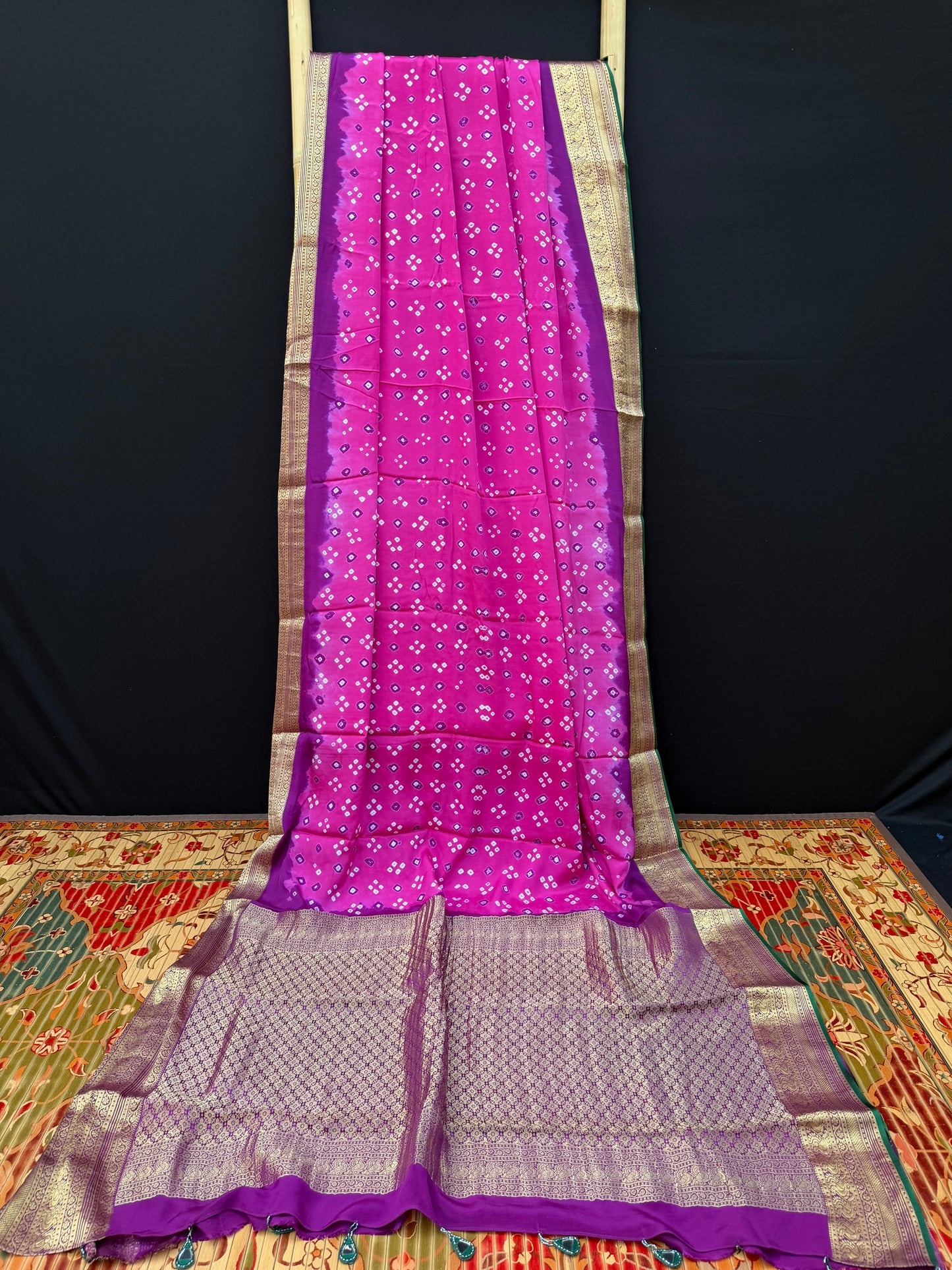 Pure silk benaras crepe Bandhini sarees