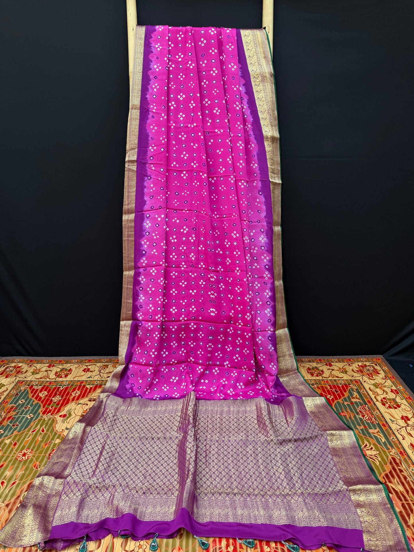 Pure silk benaras crepe Bandhini sarees
