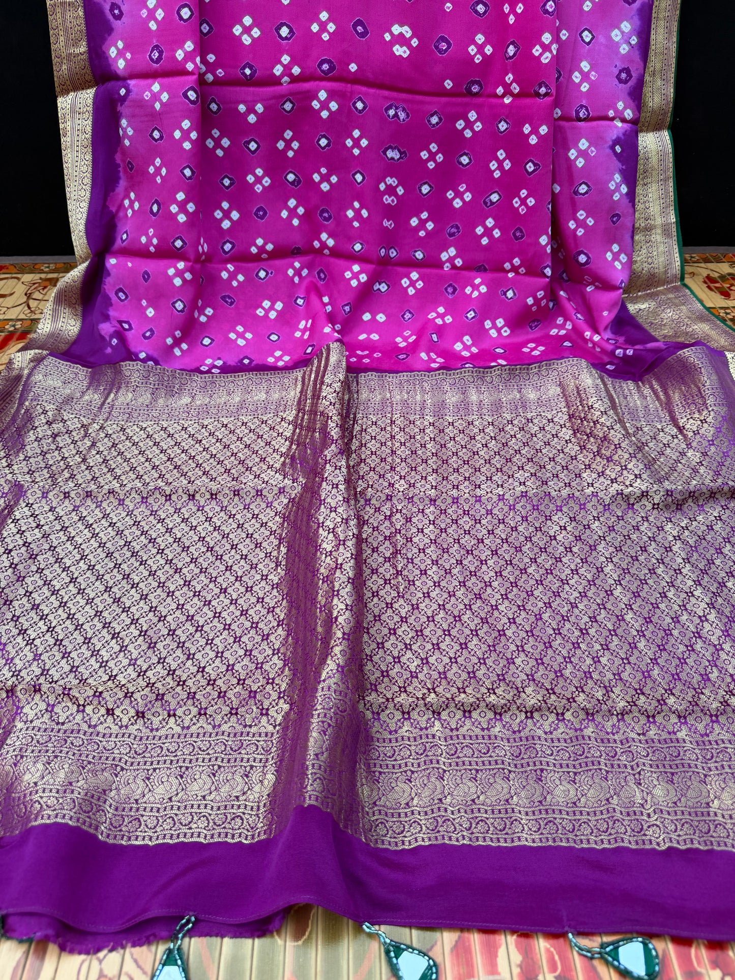 Pure silk benaras crepe Bandhini sarees